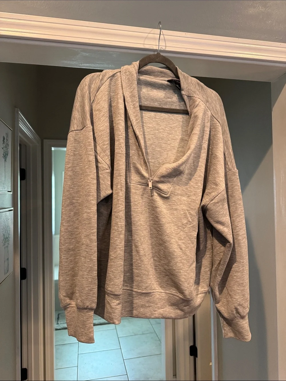 Light Gray Half-Zip Oversized Hoodie